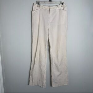 Lauren Ralph Lauren Petite Tan Seersucker Straight Leg Pants-Size 8P Petite